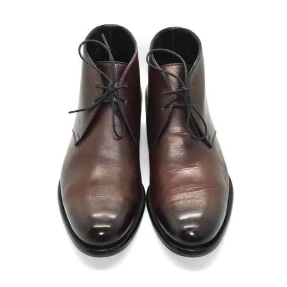 C0 Auth PAUL EVANS Maroon Brown Leather Lace Up Chukka Boots Shoes Size 7 EU 41 main image 6